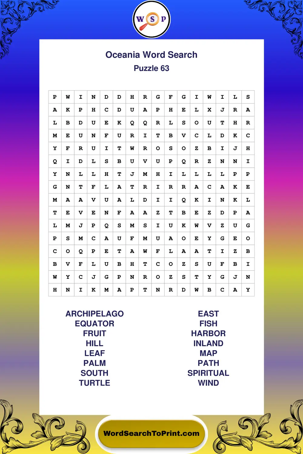 Oceania Word Search Puzzle 63