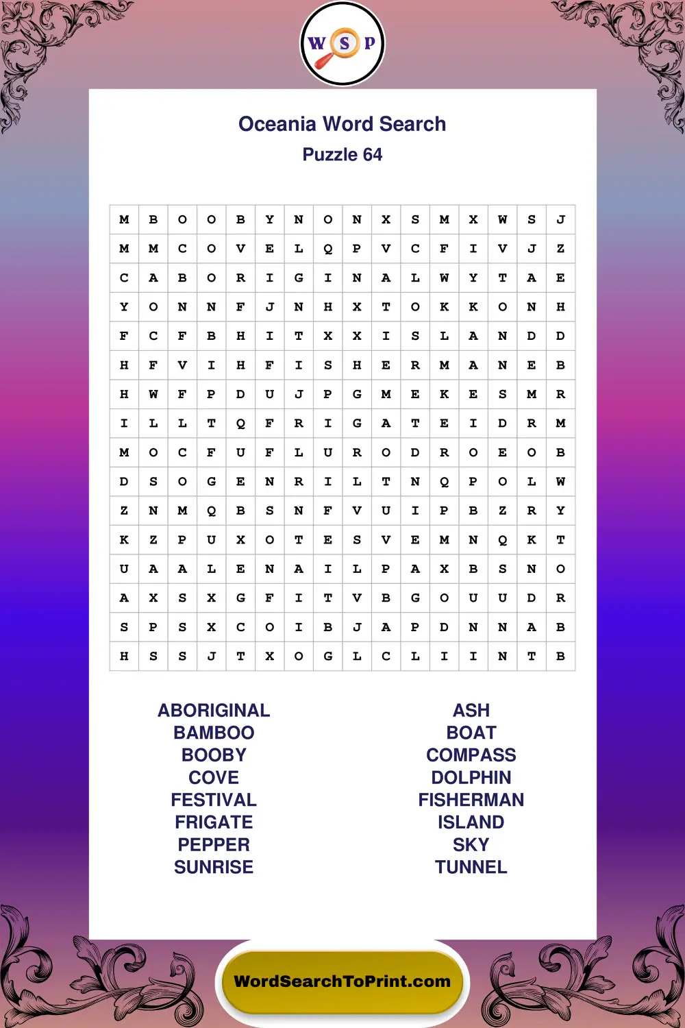 Oceania Word Search Puzzle 64