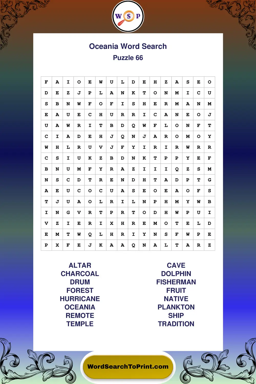 Oceania Word Search Puzzle 66