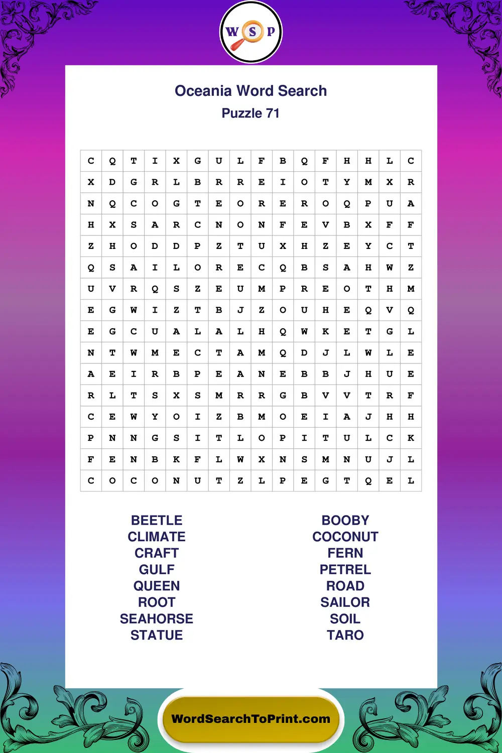 Oceania Word Search Puzzle 71