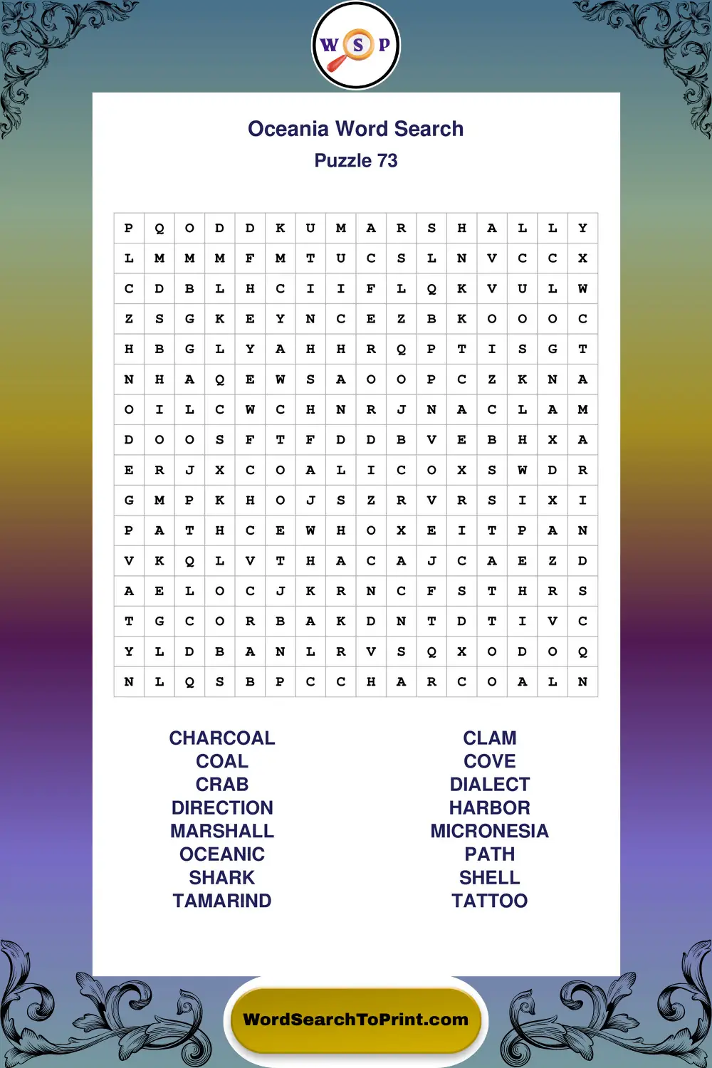 Oceania Word Search Puzzle 73