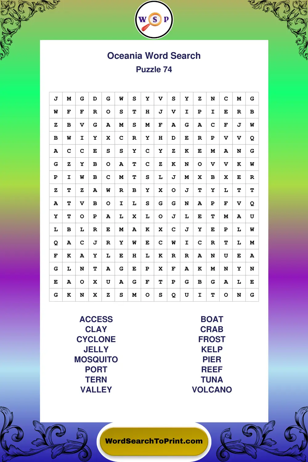Oceania Word Search Puzzle 74