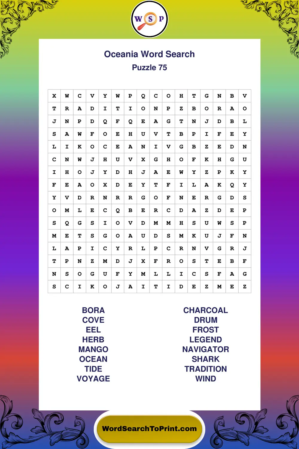 Oceania Word Search Puzzle 75