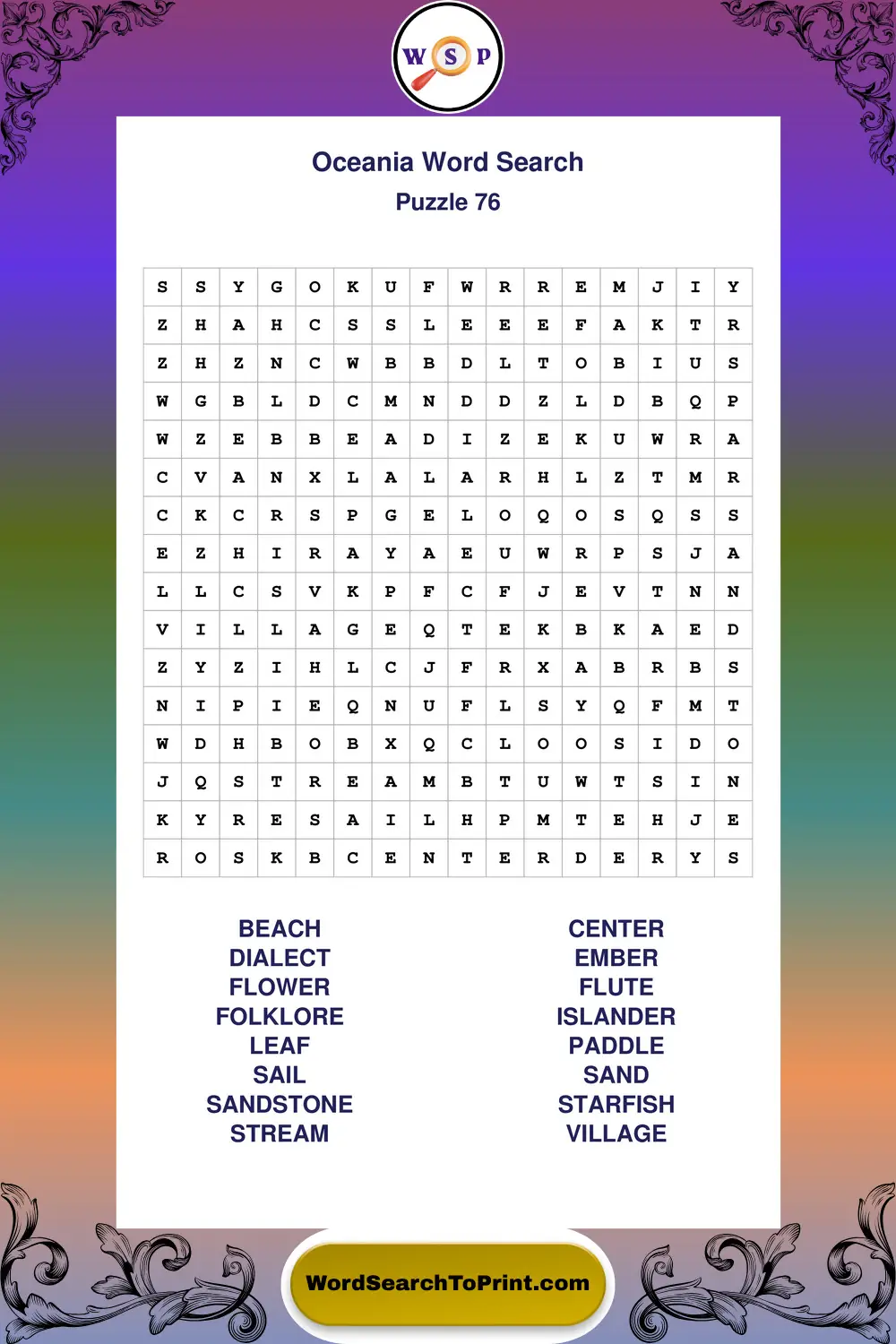 Oceania Word Search Puzzle 76