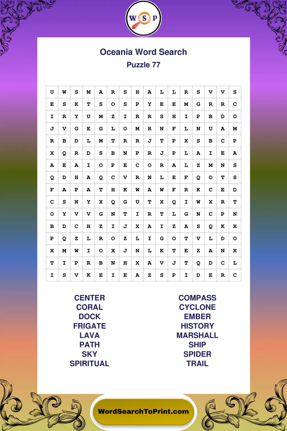 Oceania Word Search Puzzle 77