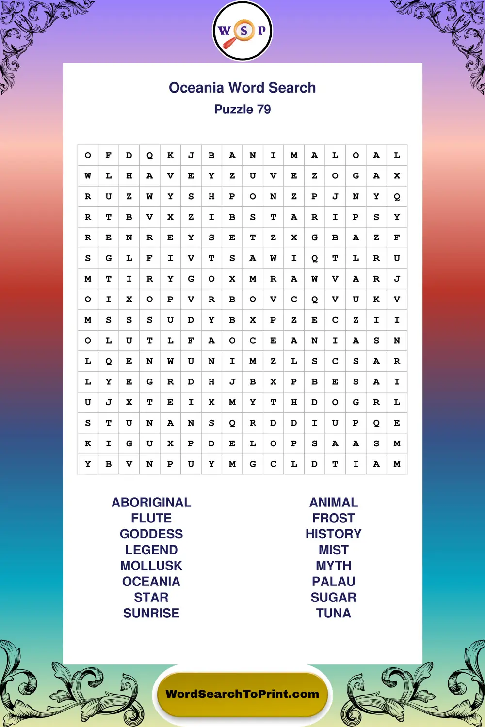 Oceania Word Search Puzzle 79