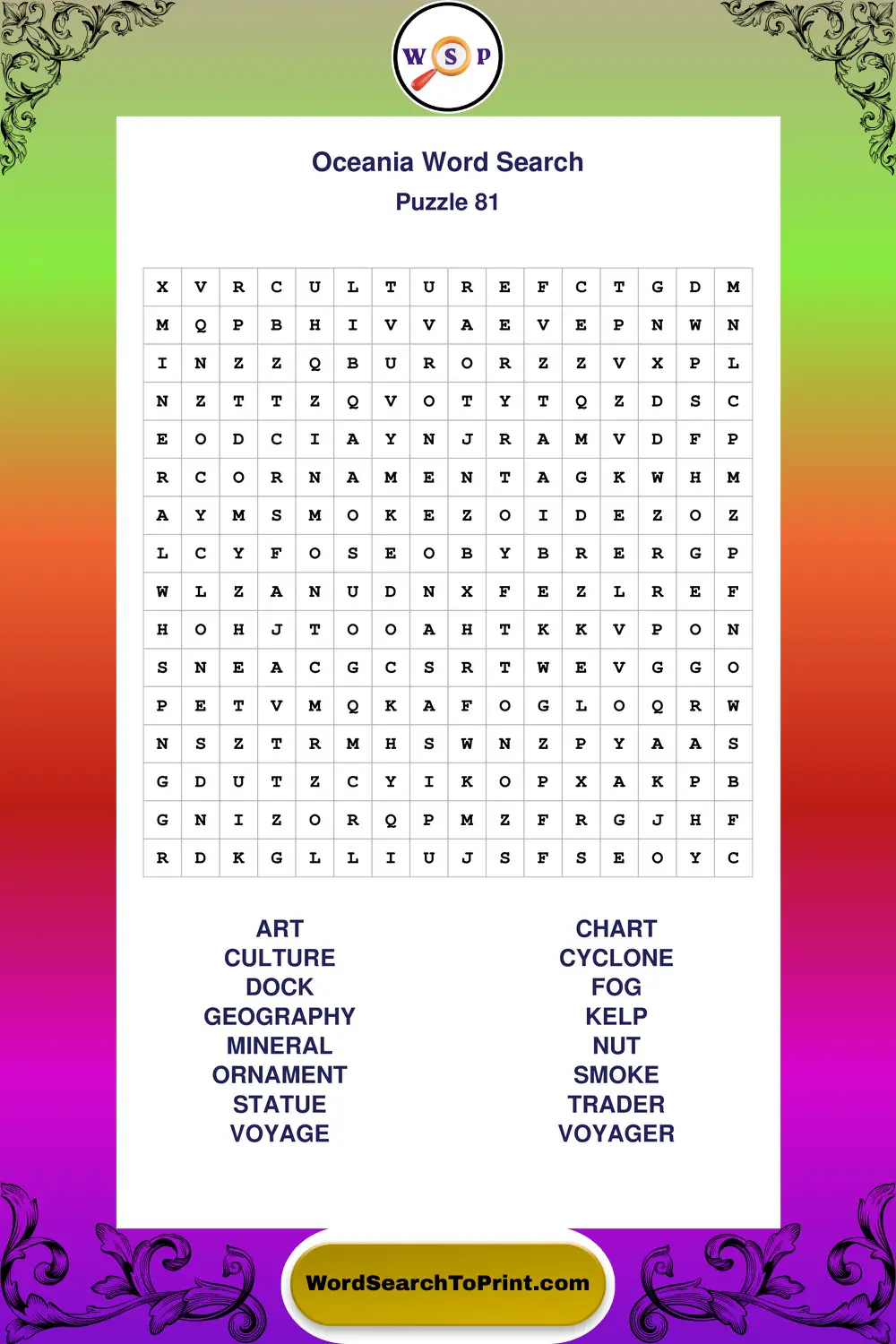 Oceania Word Search Puzzle 81