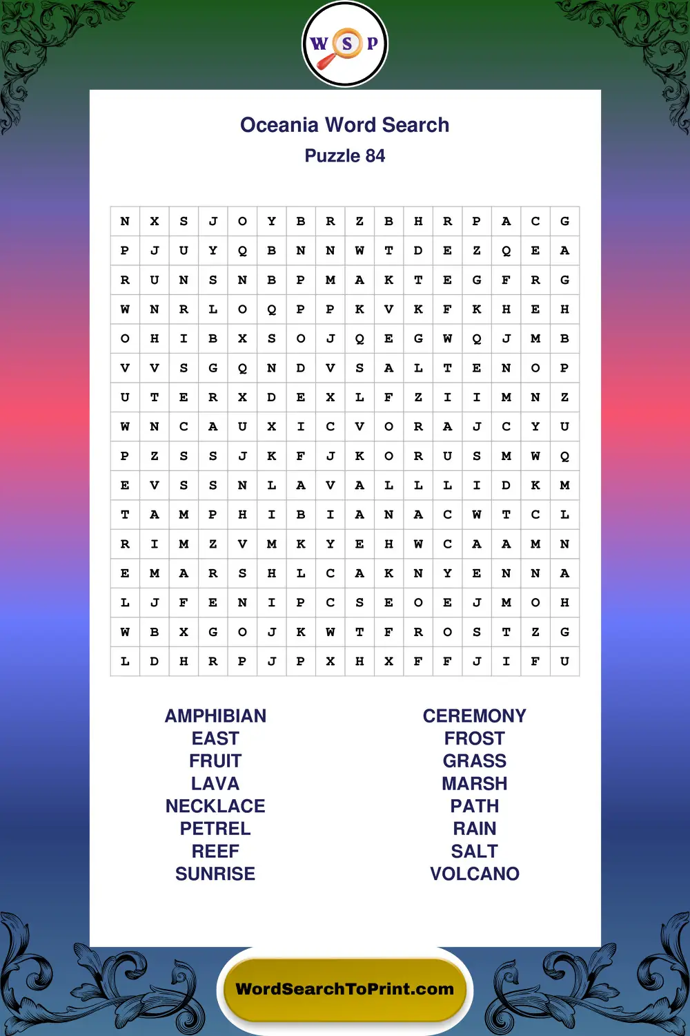 Oceania Word Search Puzzle 84