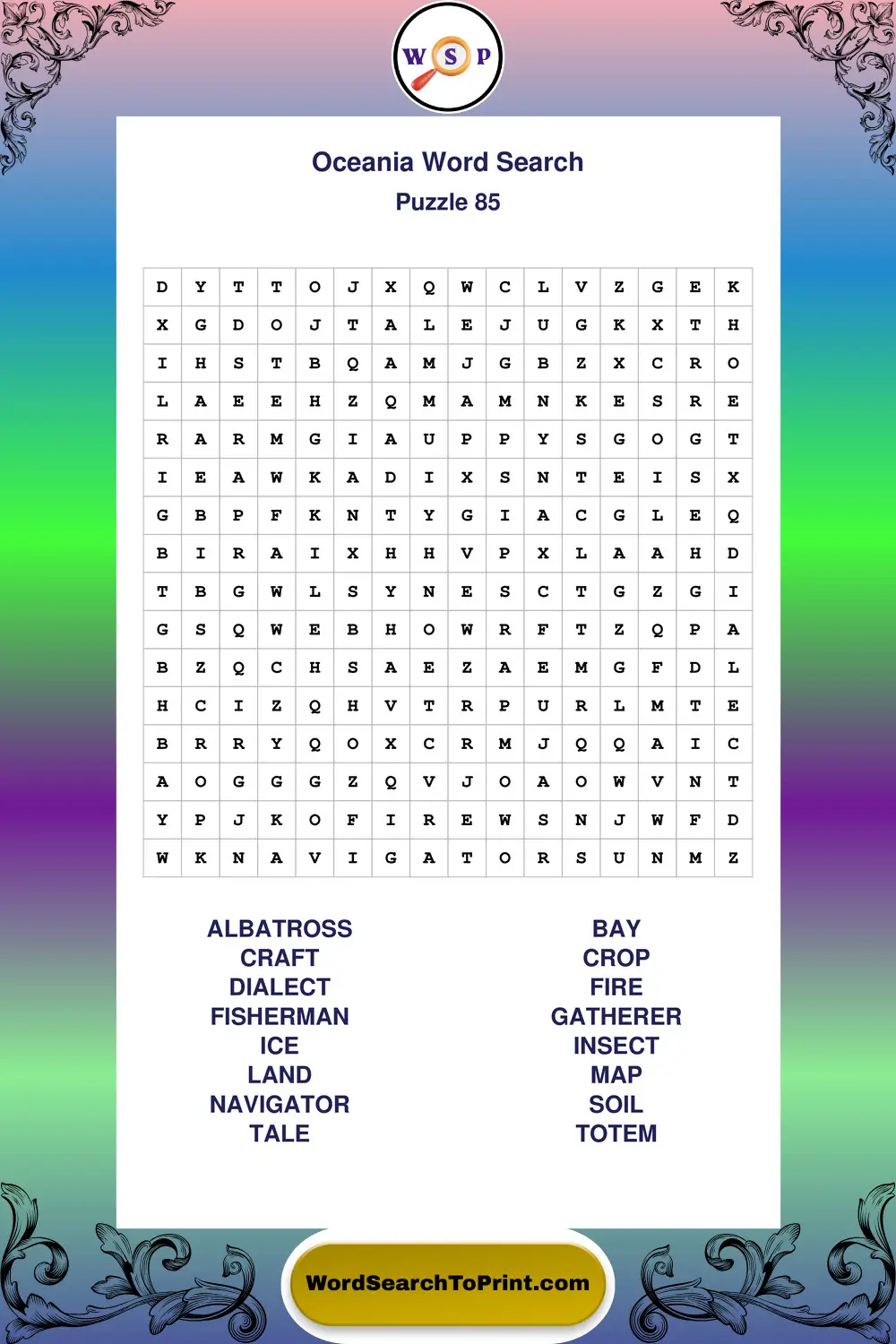 Oceania Word Search Puzzle 85