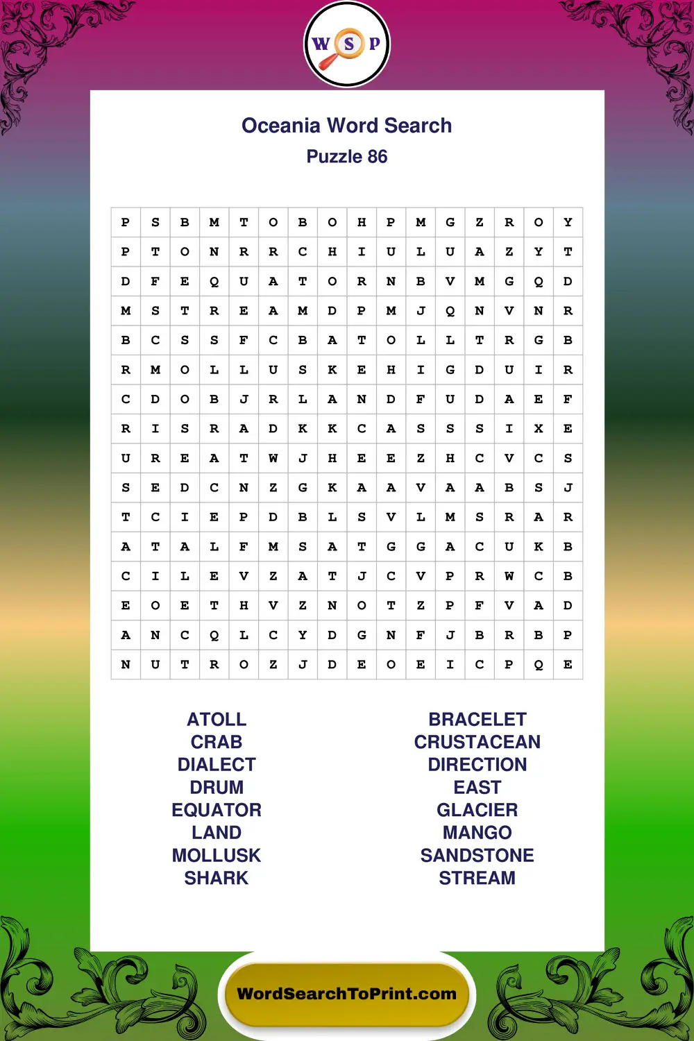Oceania Word Search Puzzle 86
