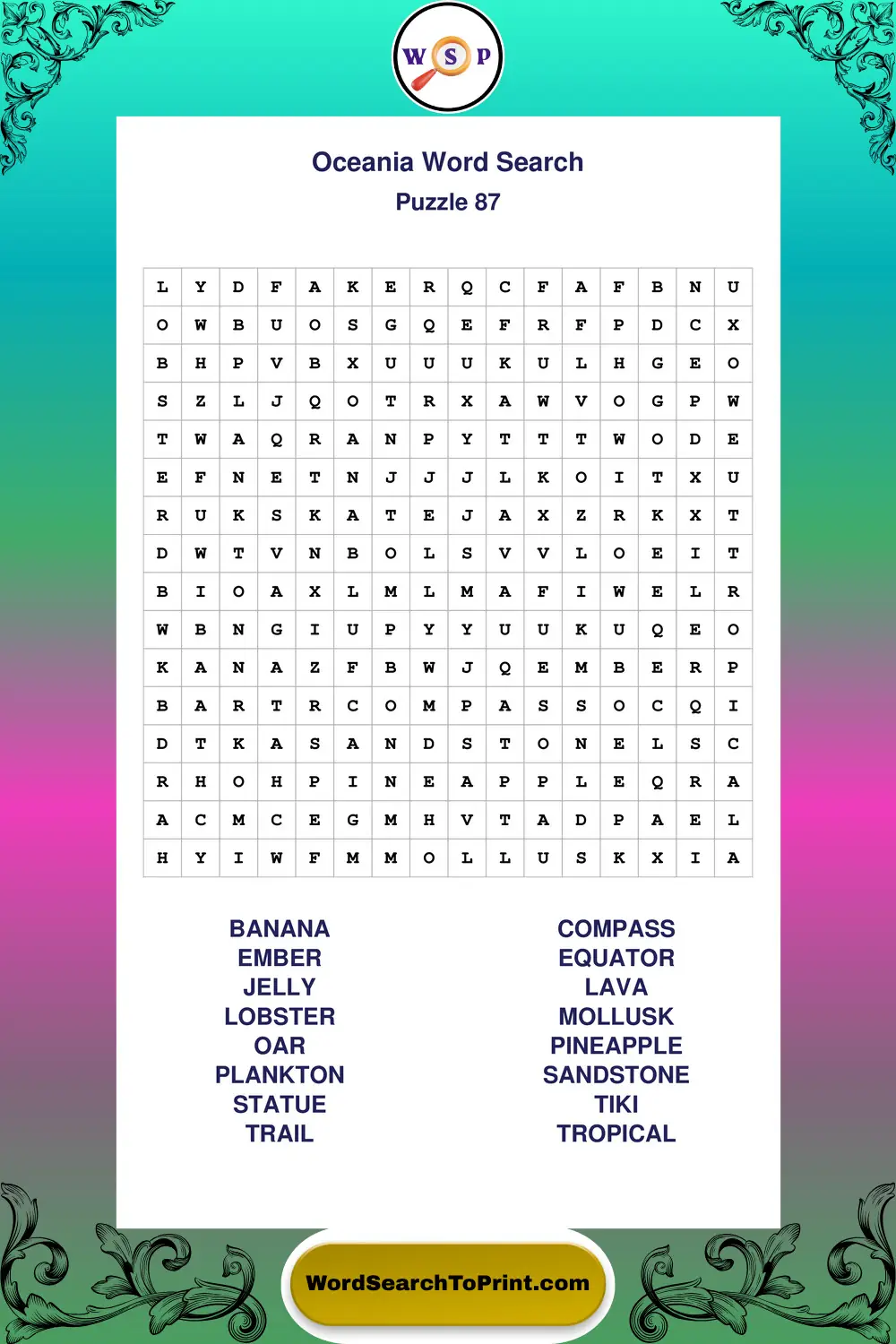 Oceania Word Search Puzzle 87