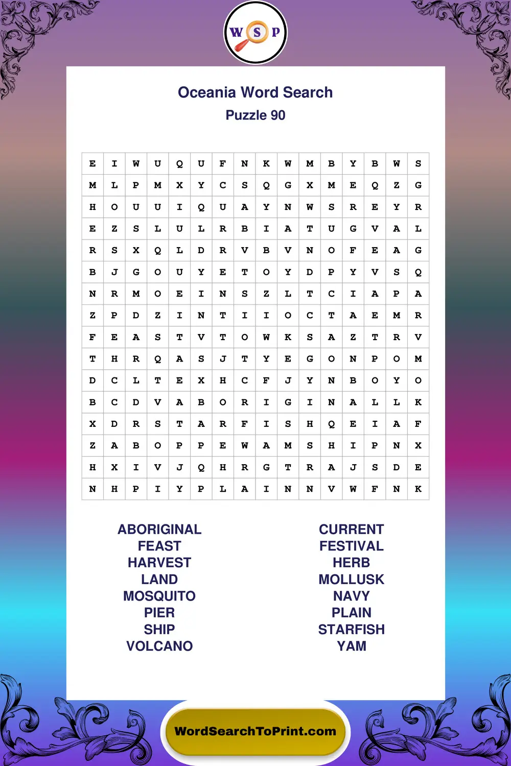 Oceania Word Search Puzzle 90