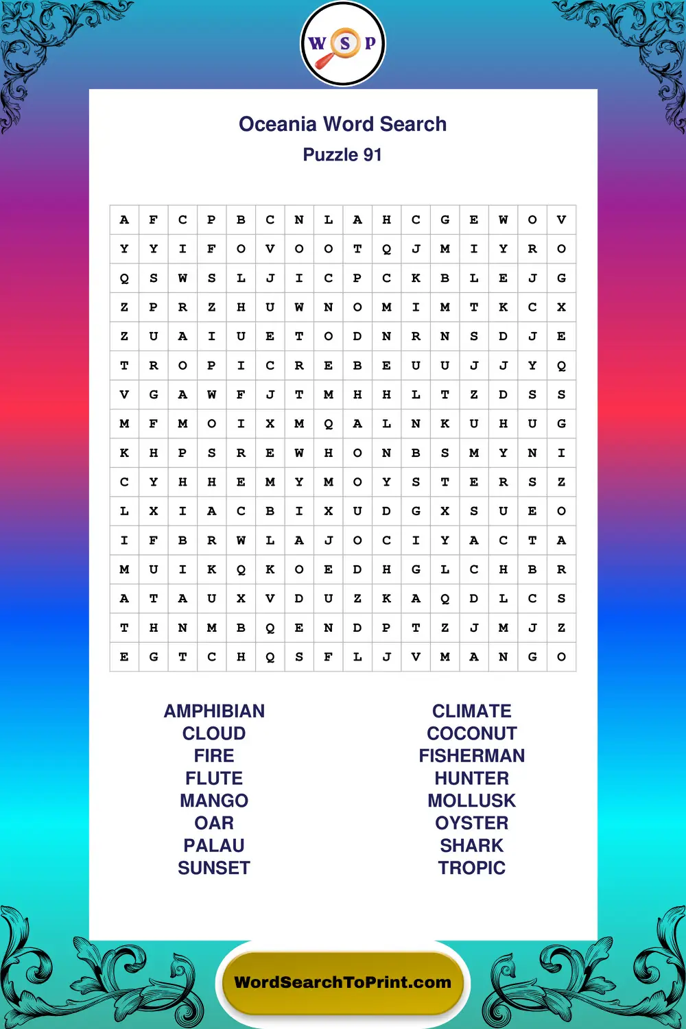 Oceania Word Search Puzzle 91