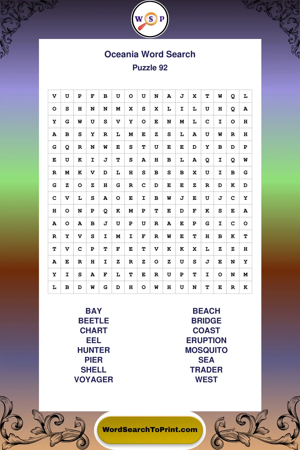 Oceania Word Search Puzzle 92