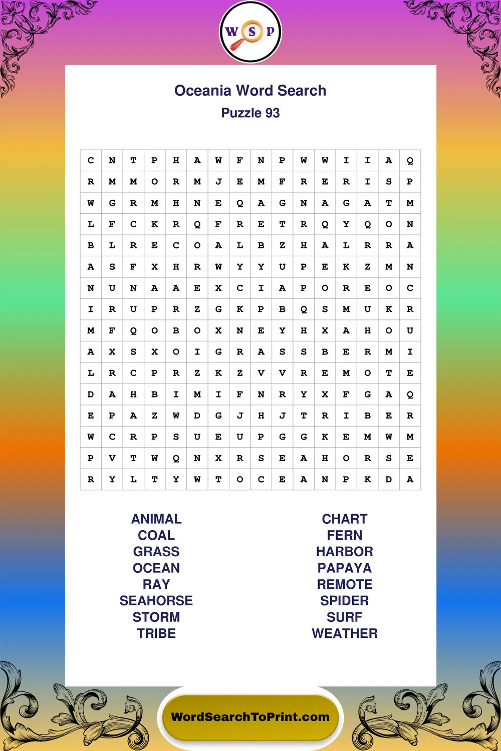 Oceania Word Search Puzzle 93