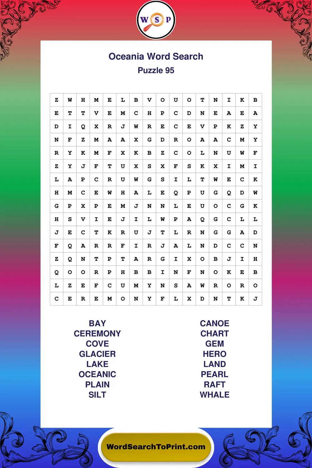 Oceania Word Search Puzzle 95