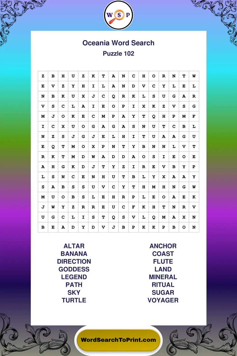 Oceania Word Search Puzzle 102
