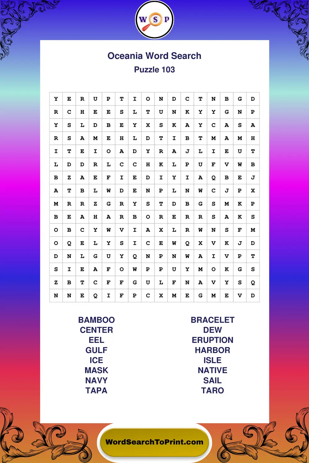 Oceania Word Search Puzzle 103