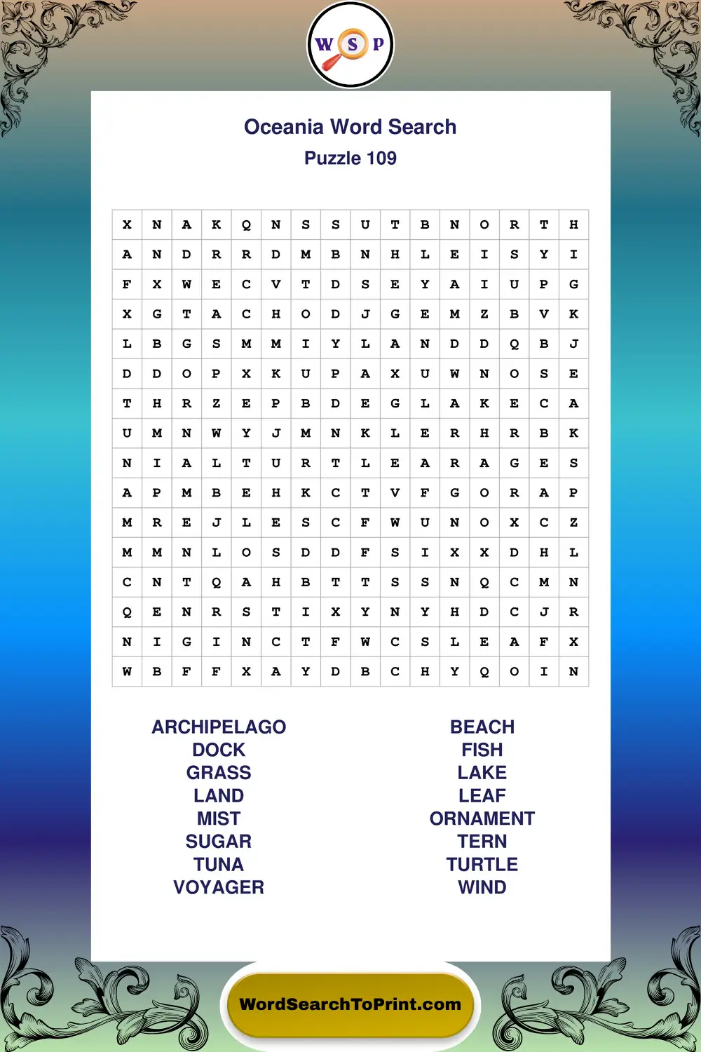Oceania Word Search Puzzle 109