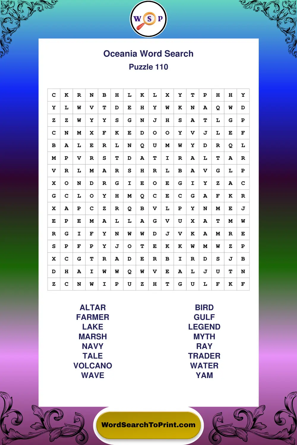 Oceania Word Search Puzzle 110
