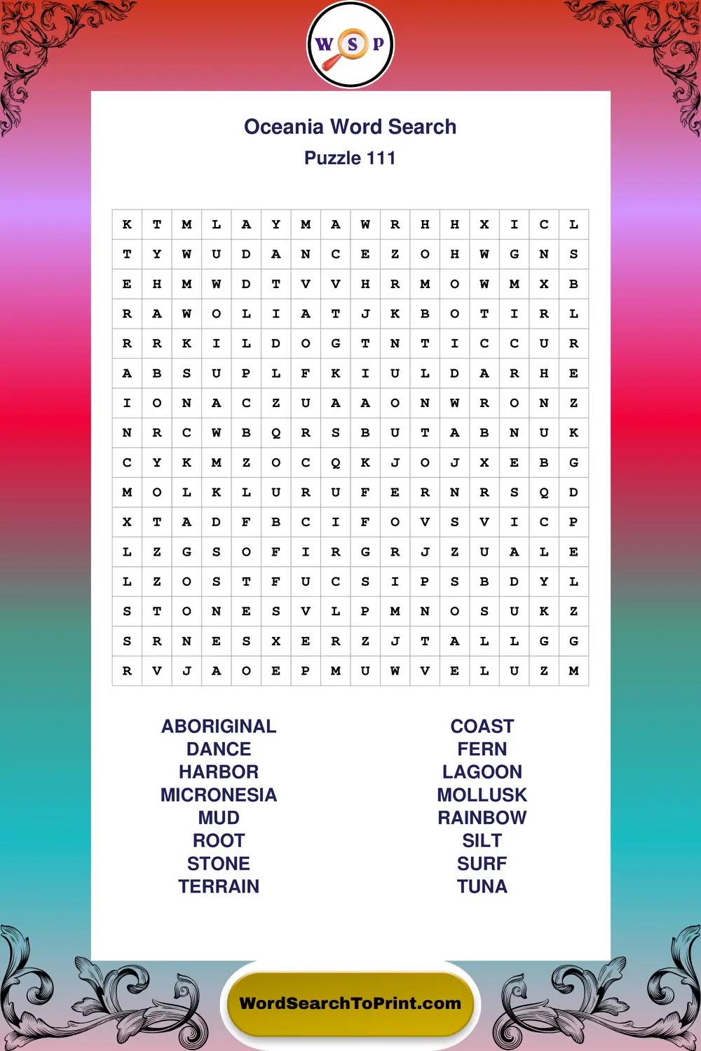Oceania Word Search Puzzle 111