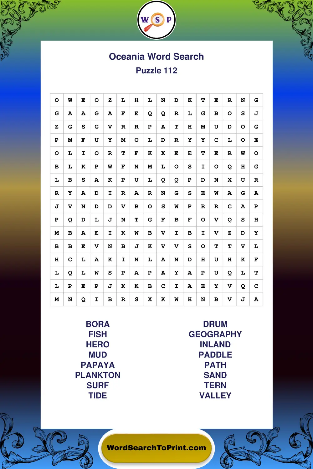 Oceania Word Search Puzzle 112