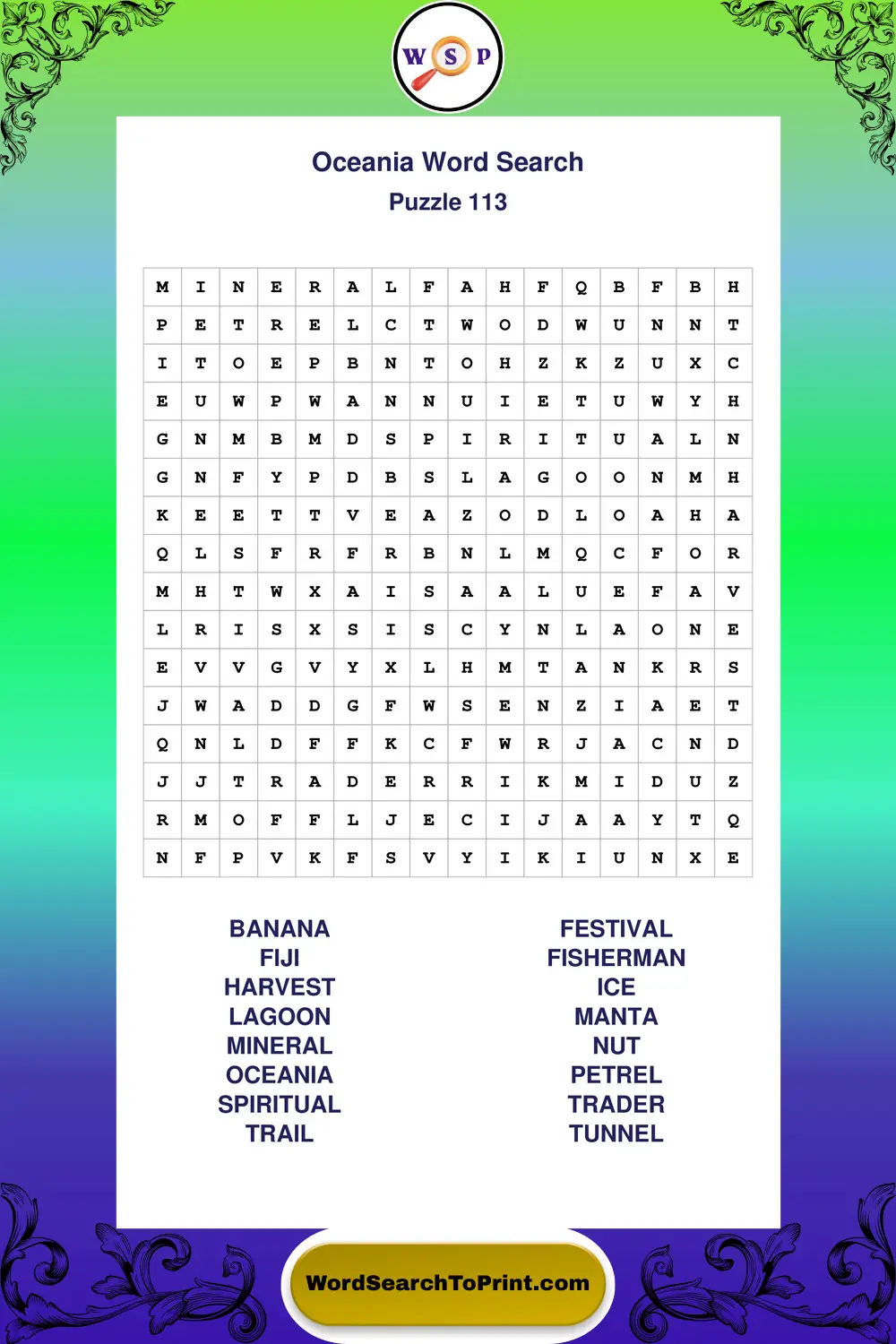 Oceania Word Search Puzzle 113
