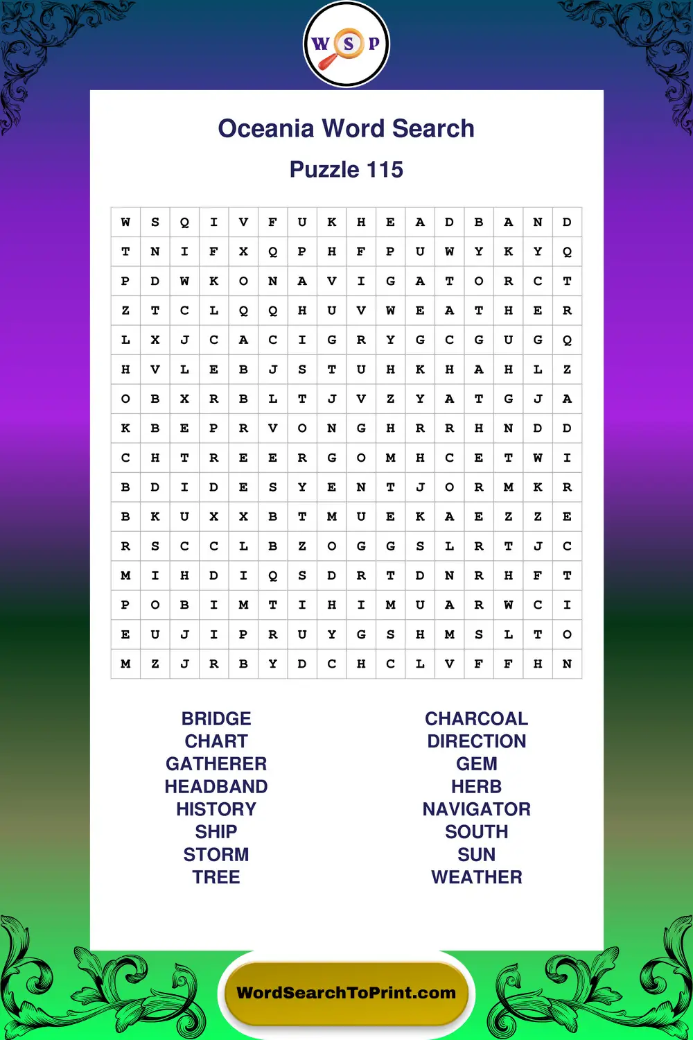 Oceania Word Search Puzzle 115
