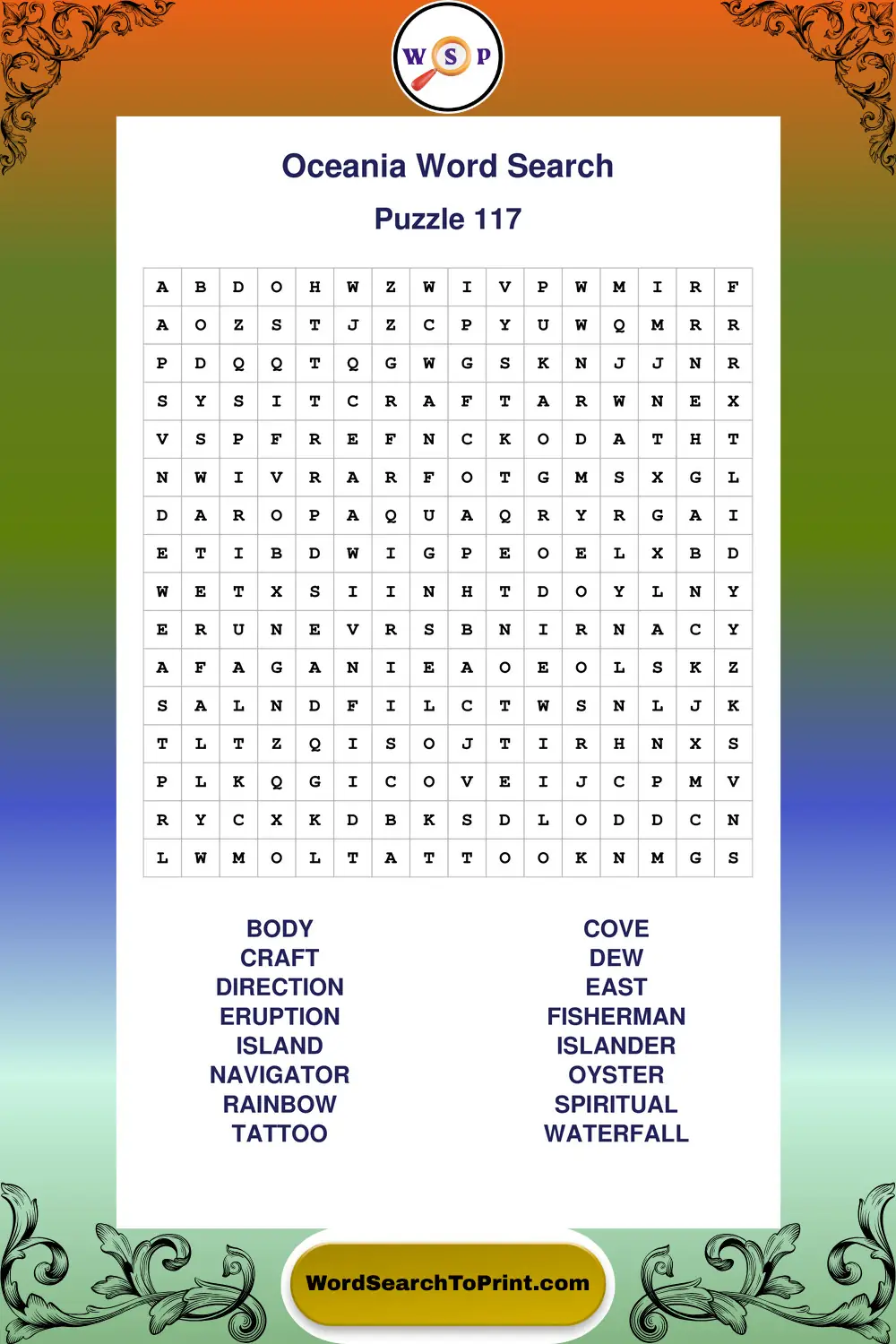 Oceania Word Search Puzzle 117