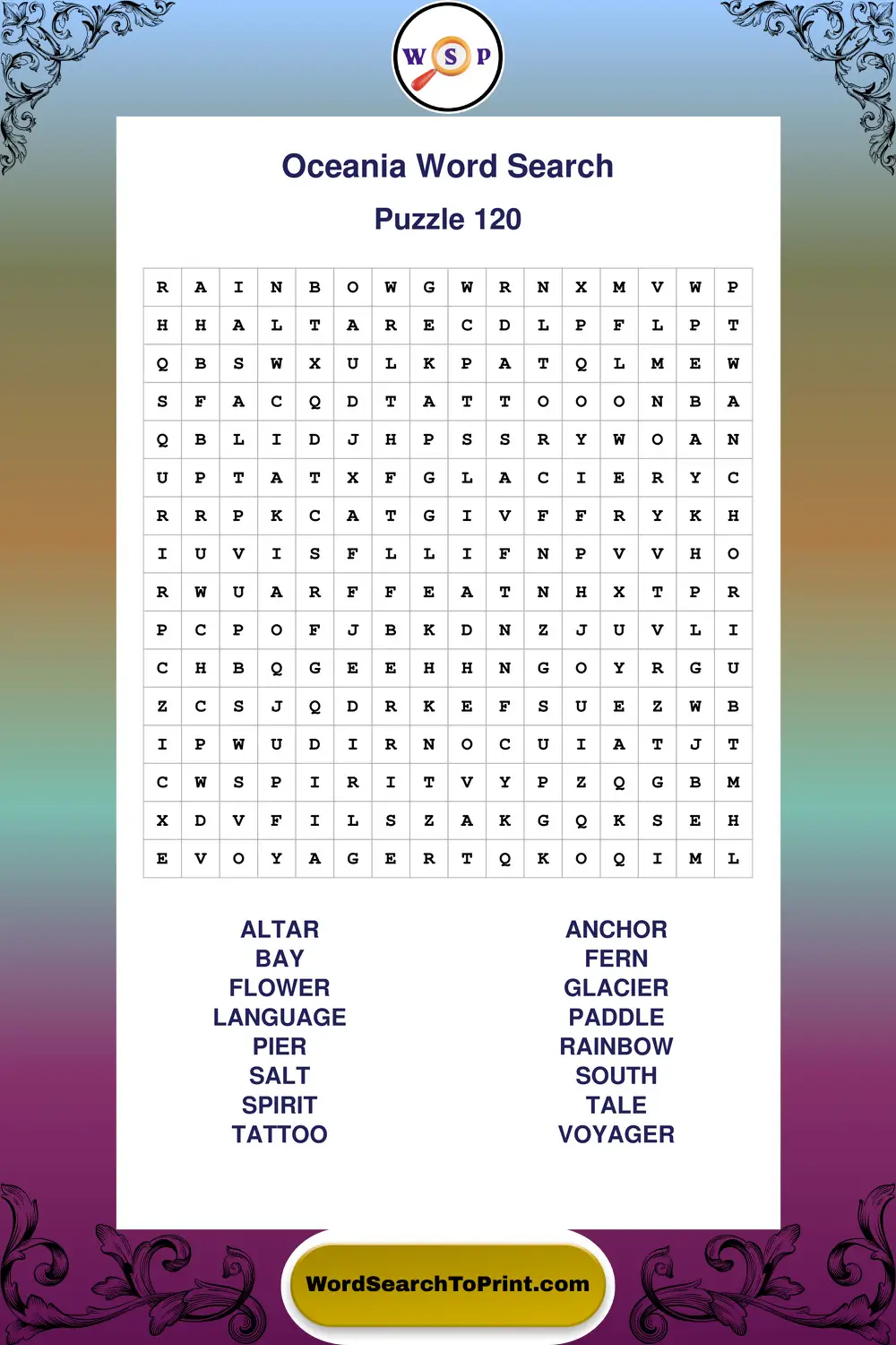 Oceania Word Search Puzzle 120
