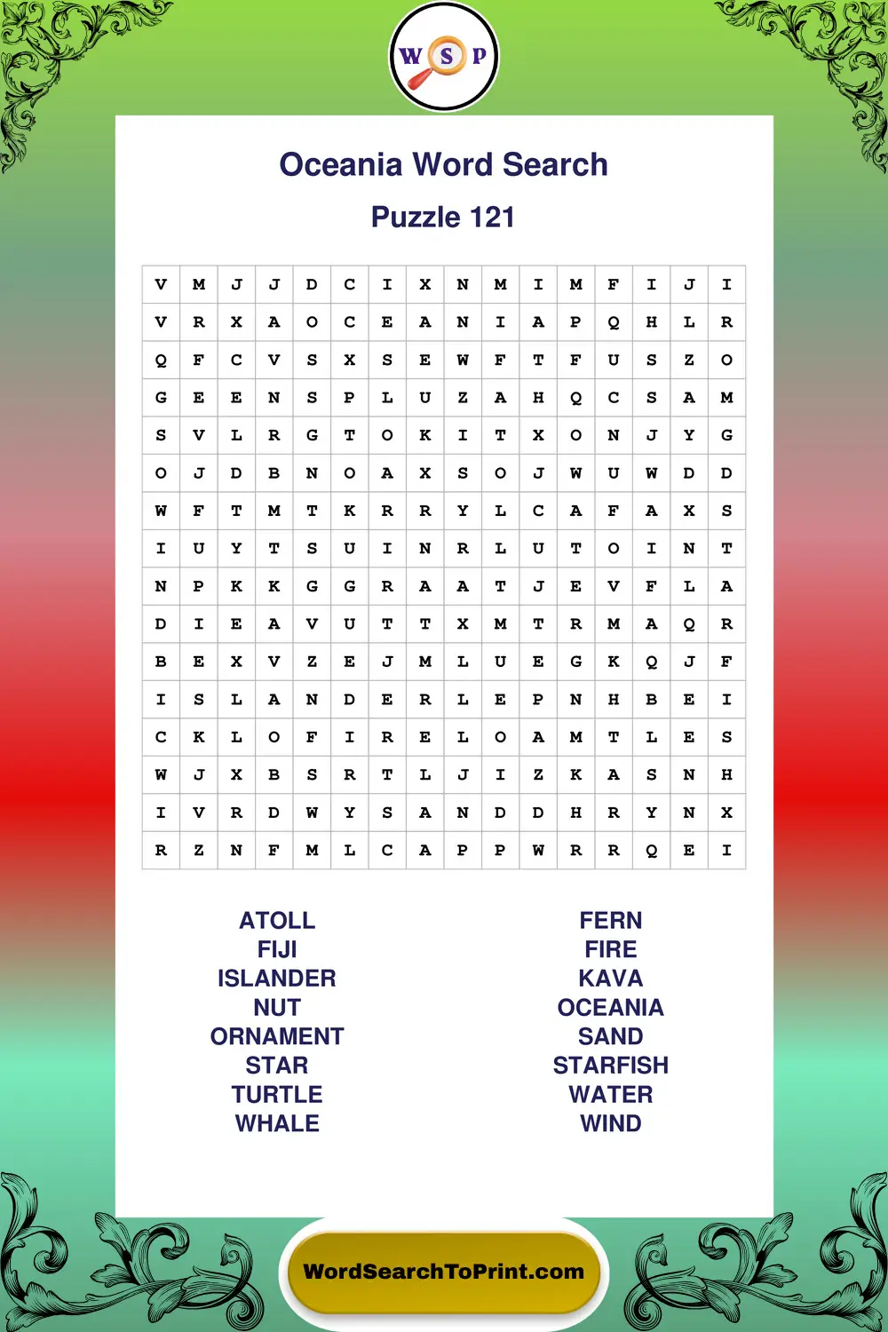 Oceania Word Search Puzzle 121