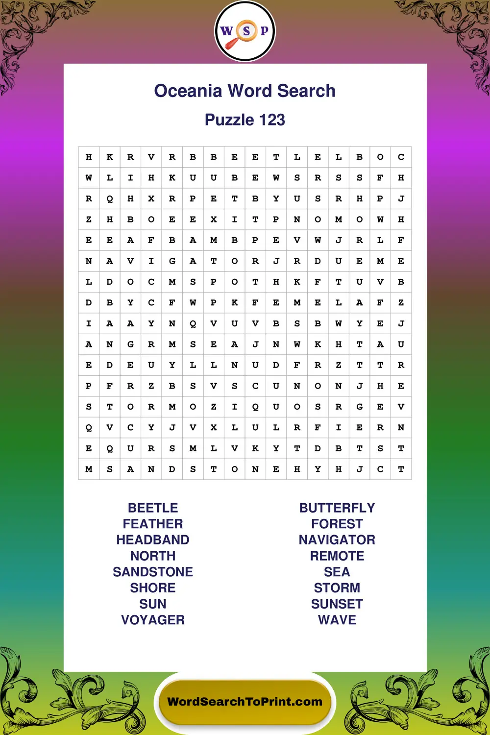 Oceania Word Search Puzzle 123