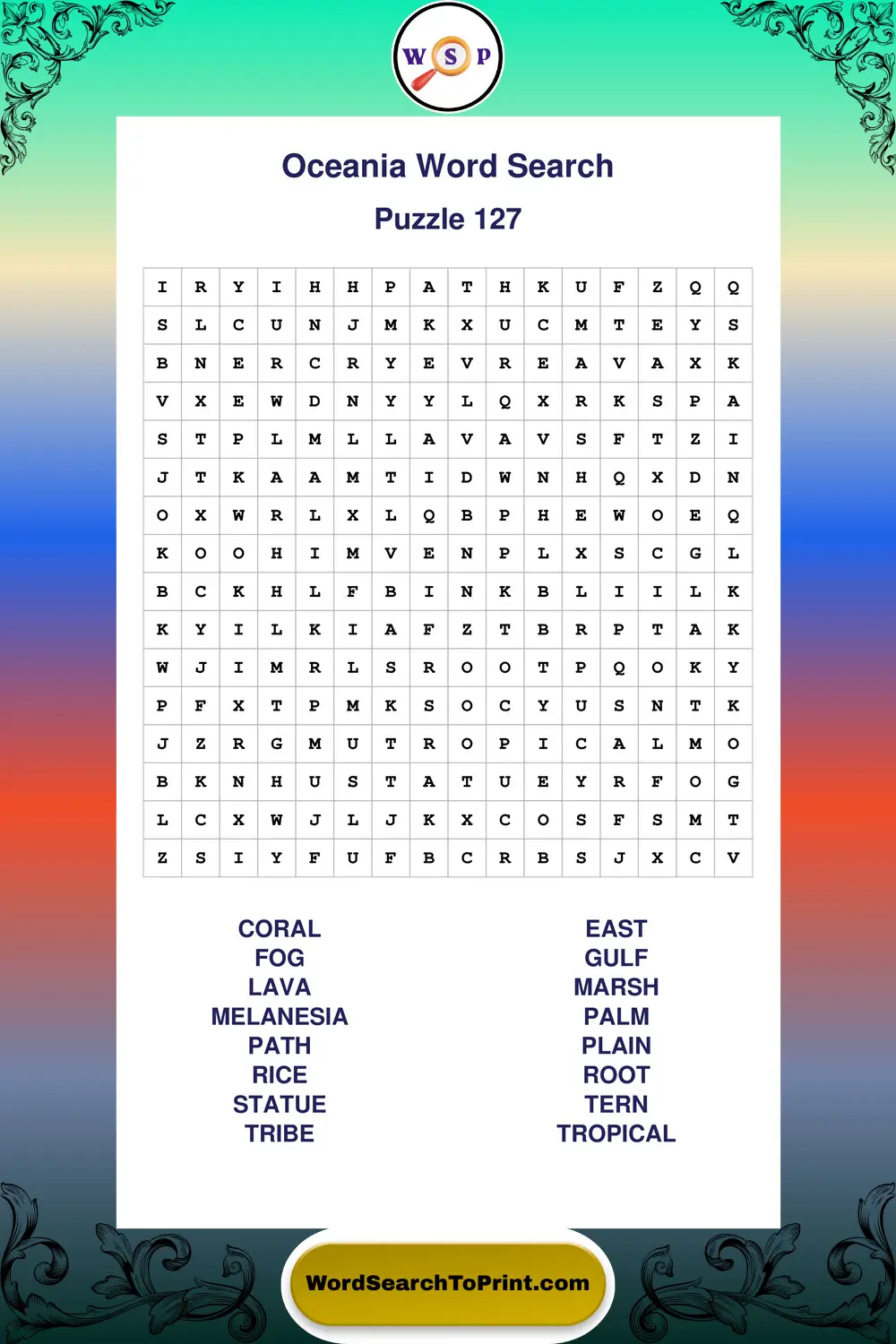 Oceania Word Search Puzzle 127