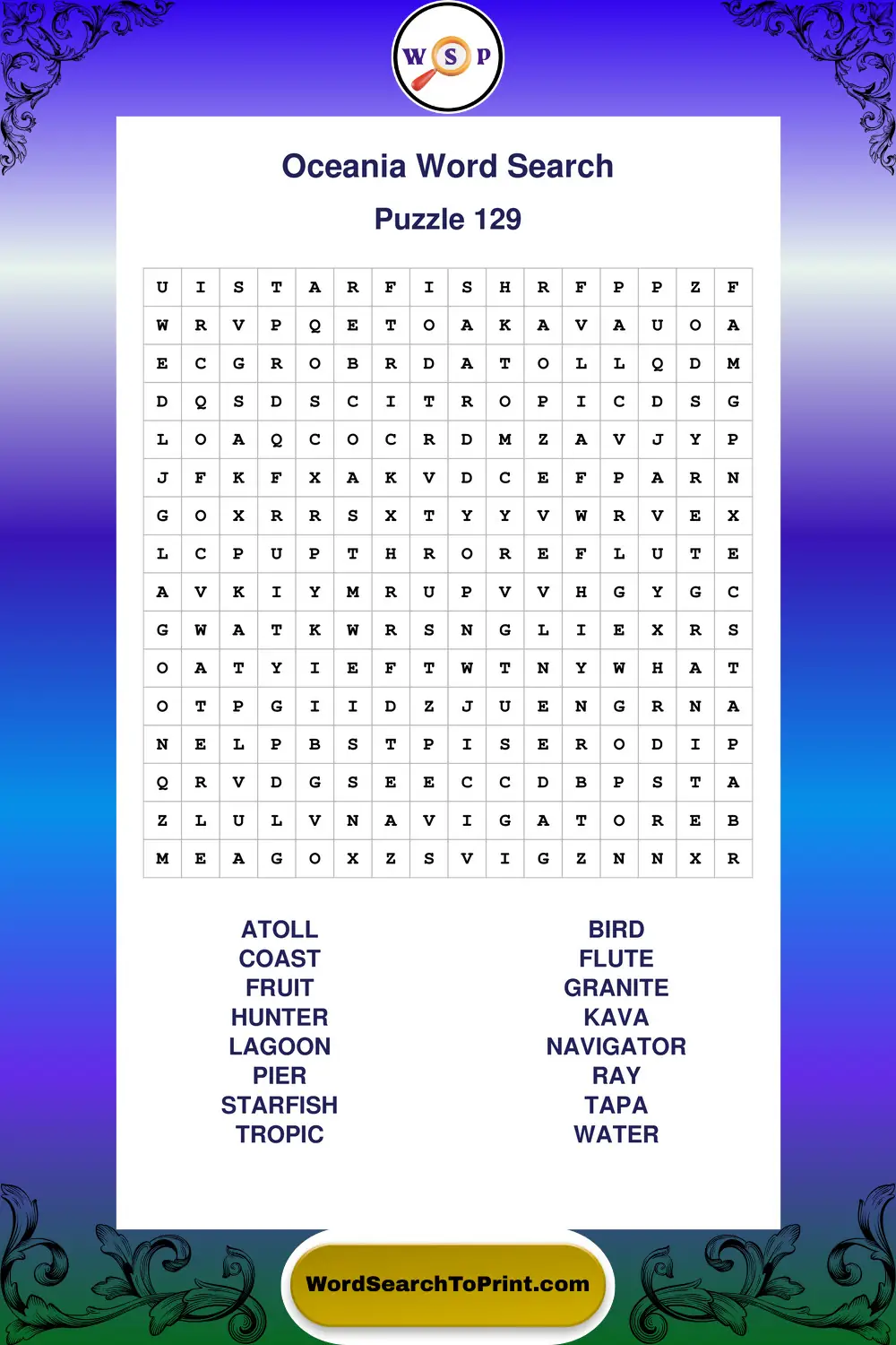 Oceania Word Search Puzzle 129