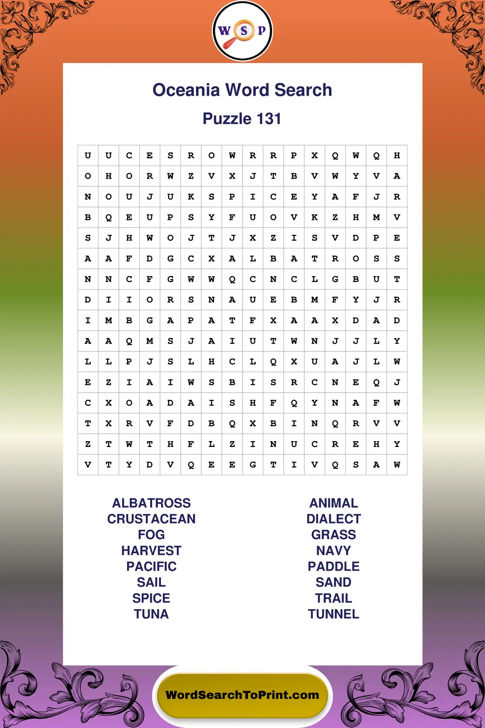 Oceania Word Search Puzzle 131