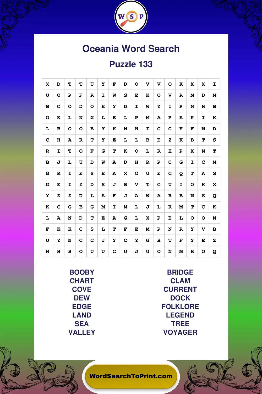 Oceania Word Search Puzzle 133