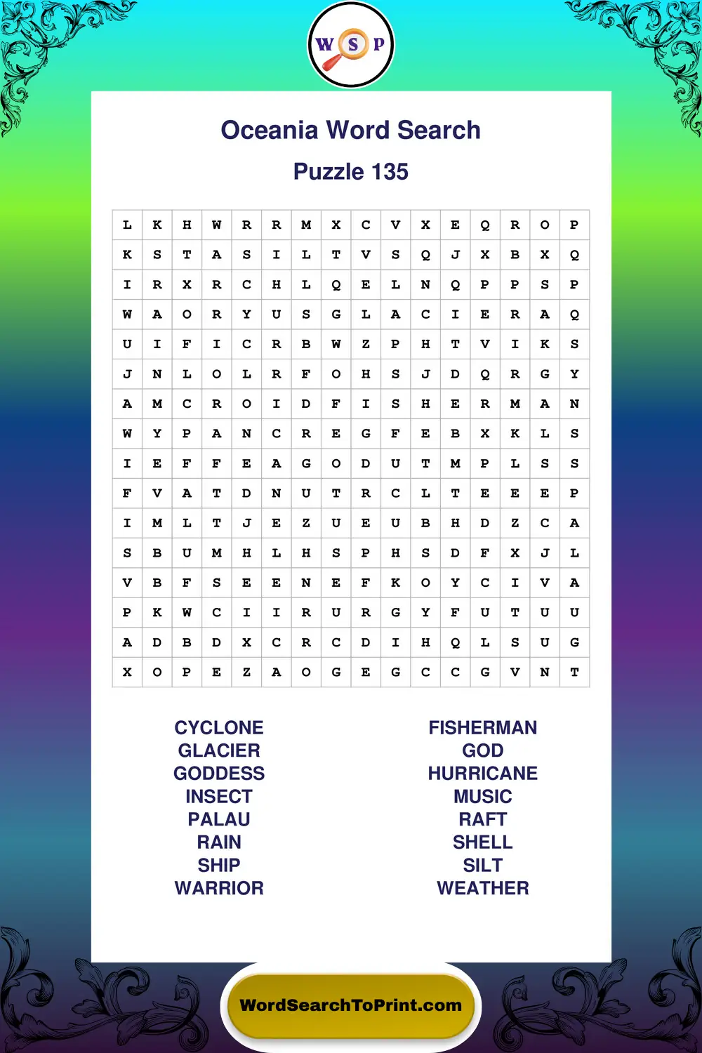 Oceania Word Search Puzzle 135