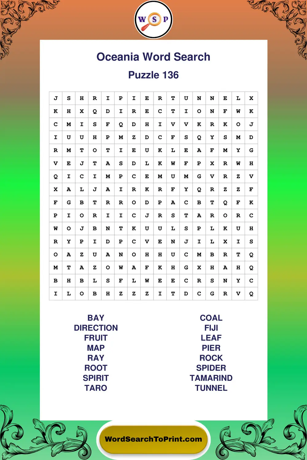 Oceania Word Search Puzzle 136