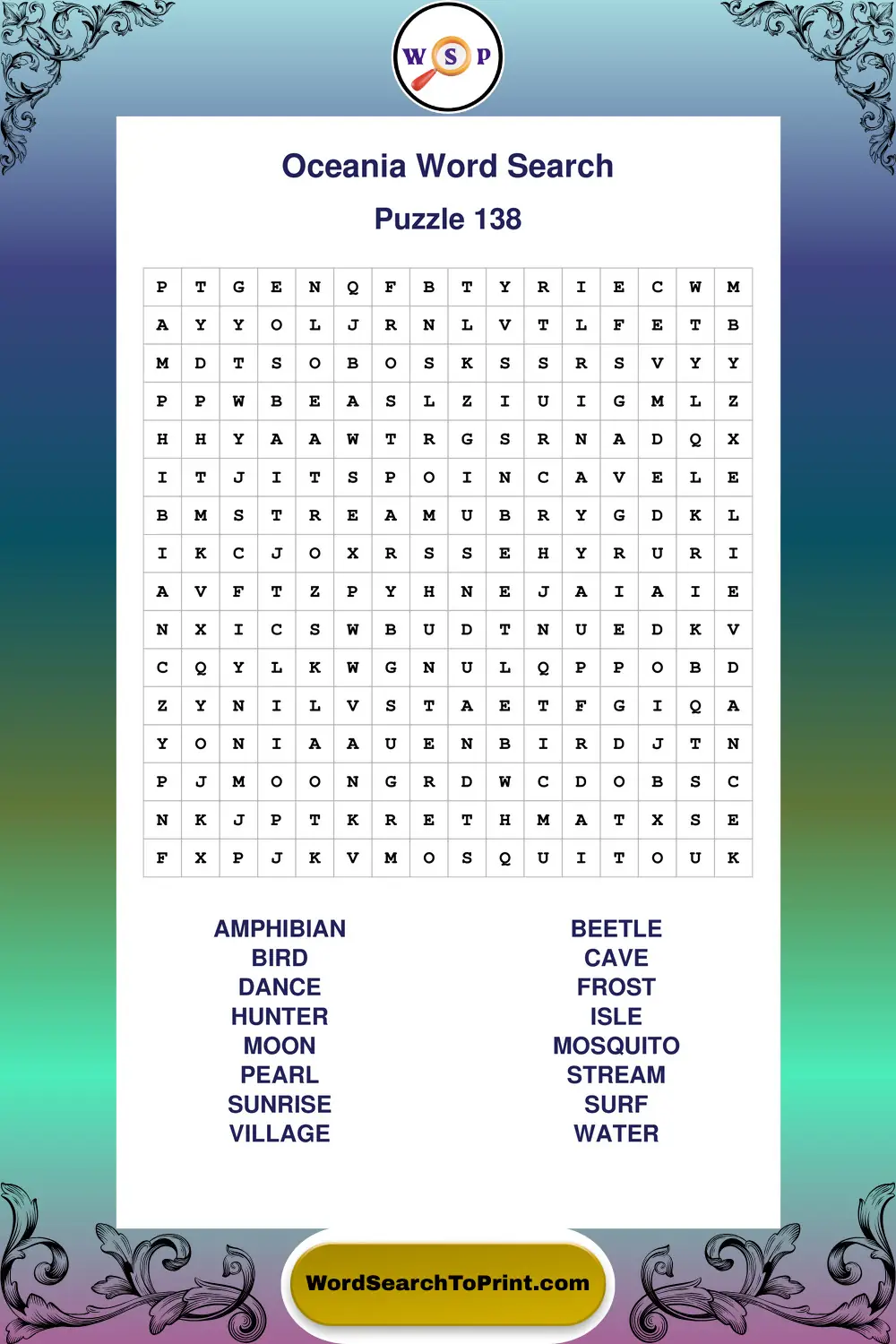 Oceania Word Search Puzzle 138