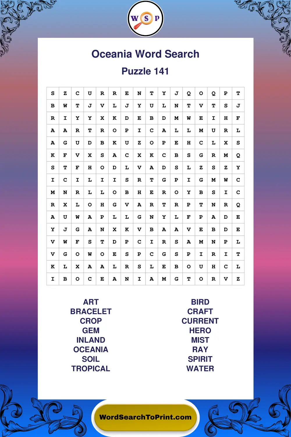 Oceania Word Search Puzzle 141