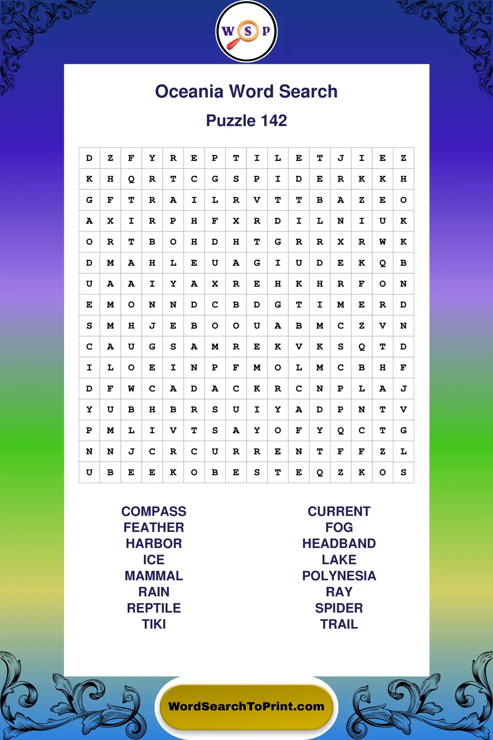 Oceania Word Search Puzzle 142