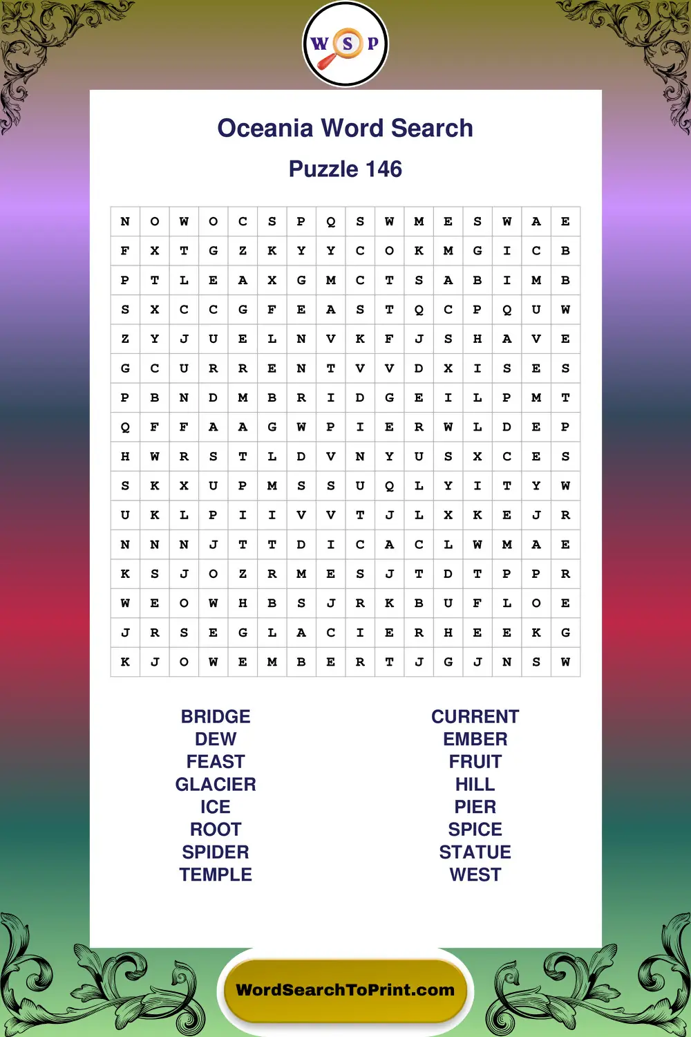 Oceania Word Search Puzzle 146