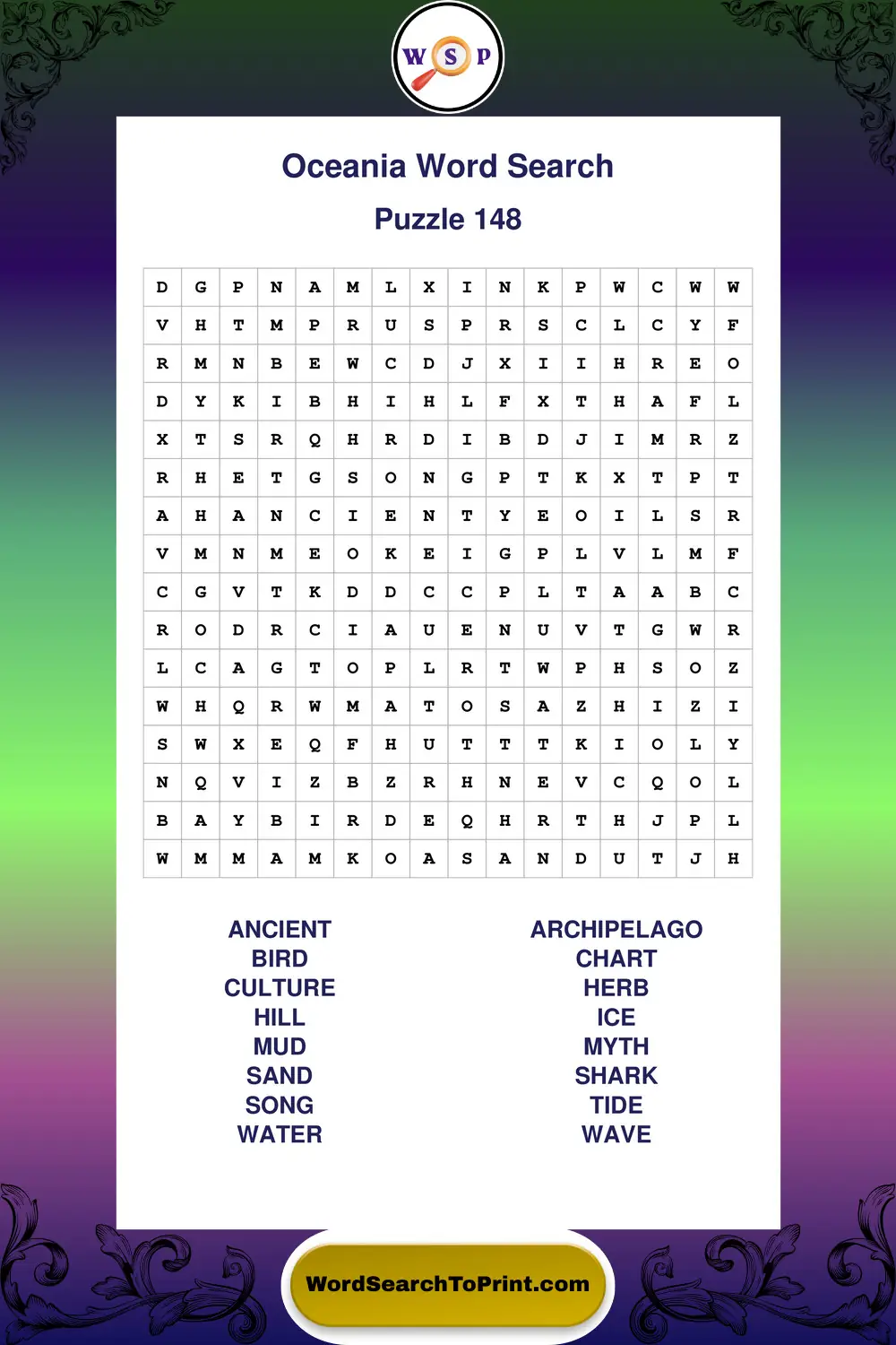 Oceania Word Search Puzzle 148