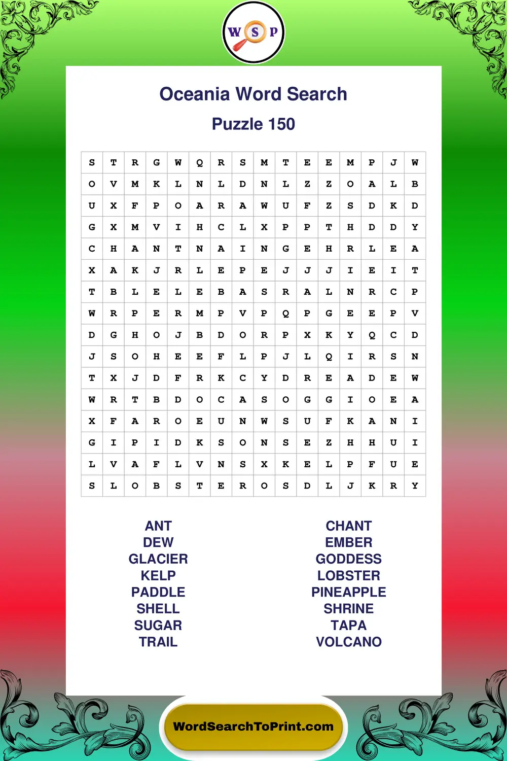 Oceania Word Search Puzzle 150