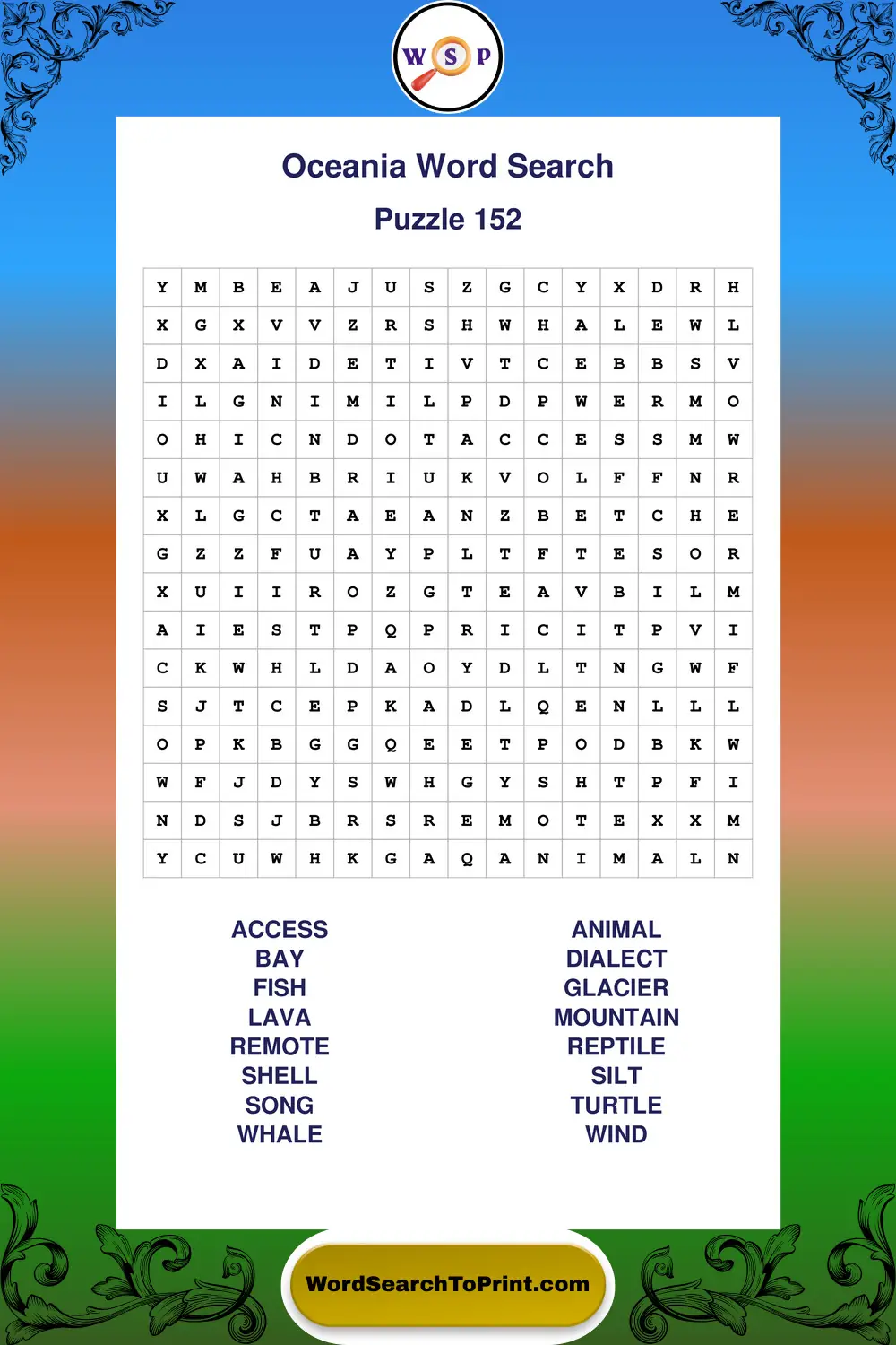 Oceania Word Search Puzzle 152