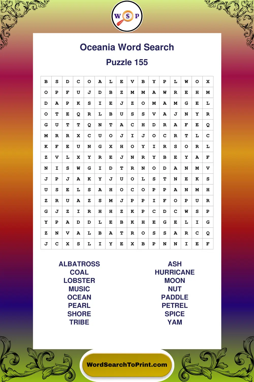 Oceania Word Search Puzzle 155