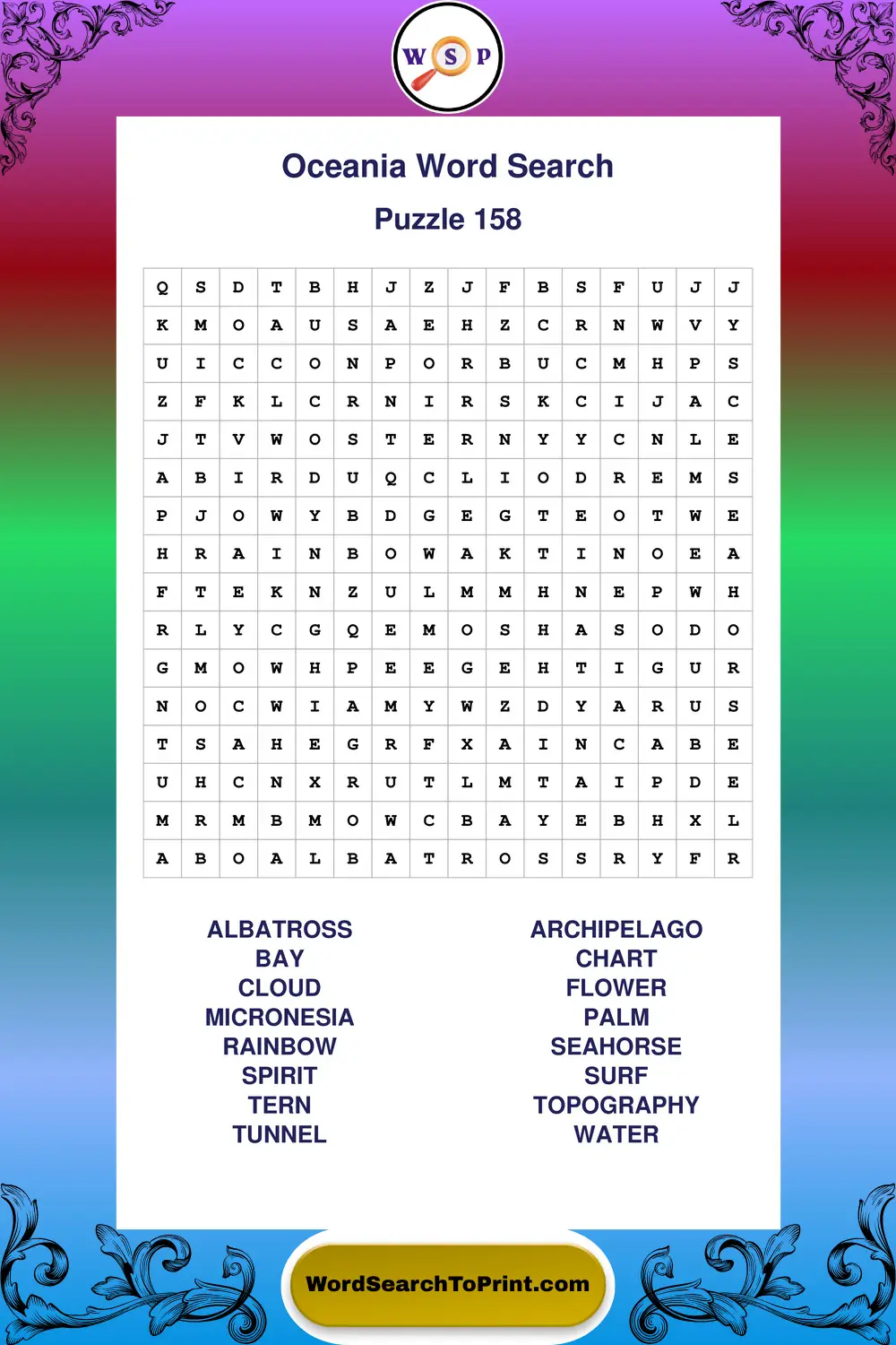 Oceania Word Search Puzzle 158