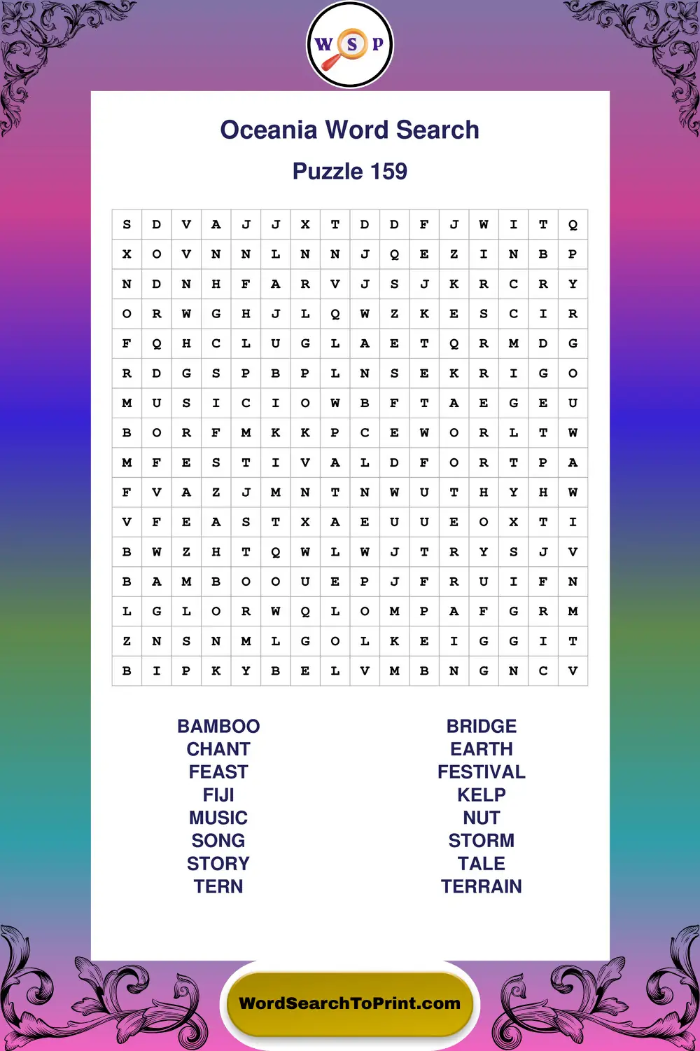 Oceania Word Search Puzzle 159