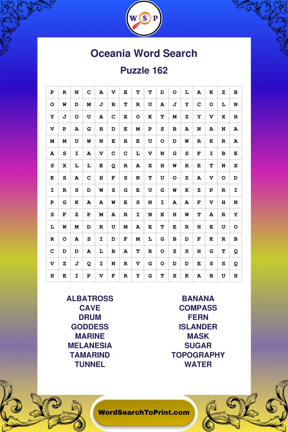 Oceania Word Search Puzzle 162