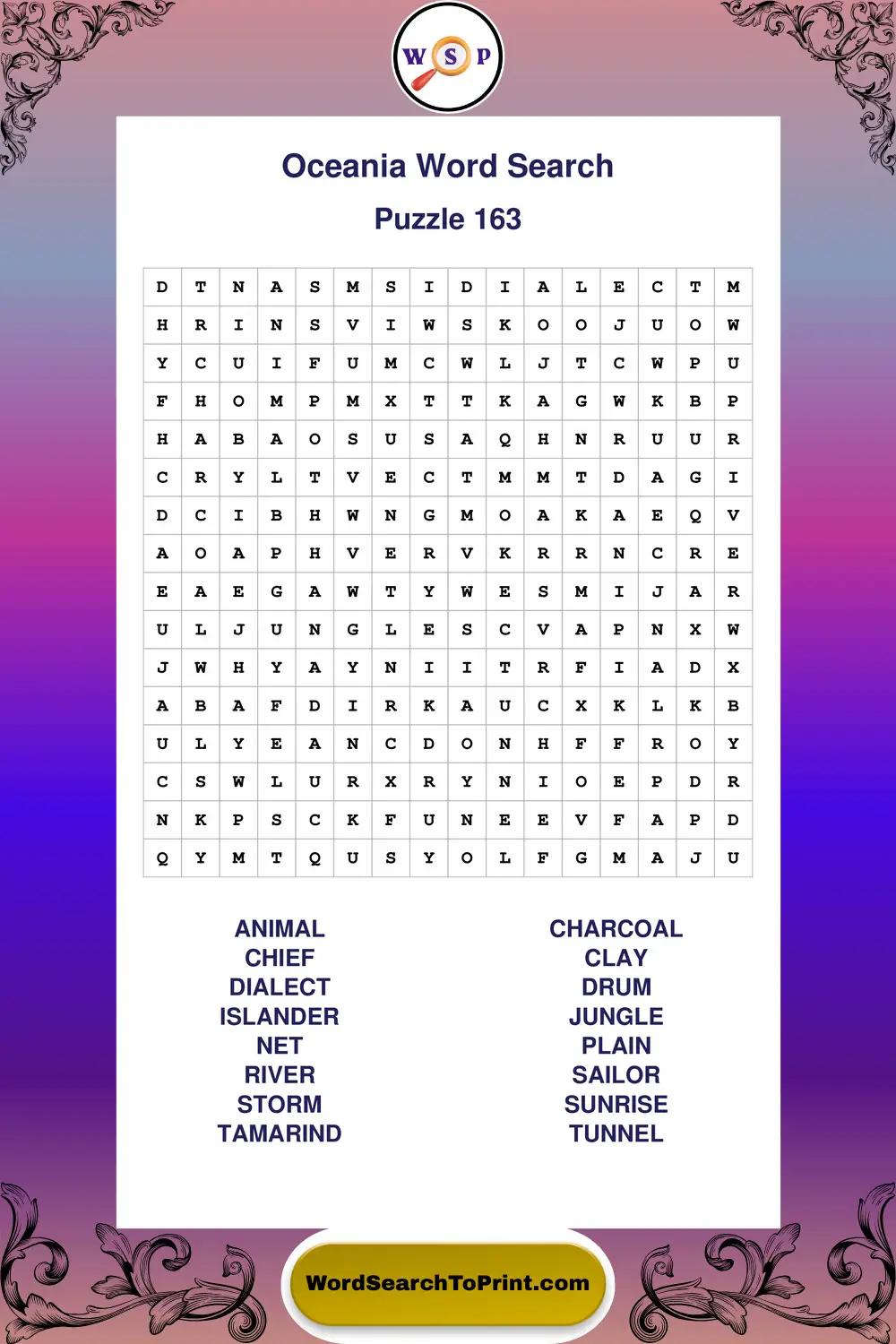 Oceania Word Search Puzzle 163